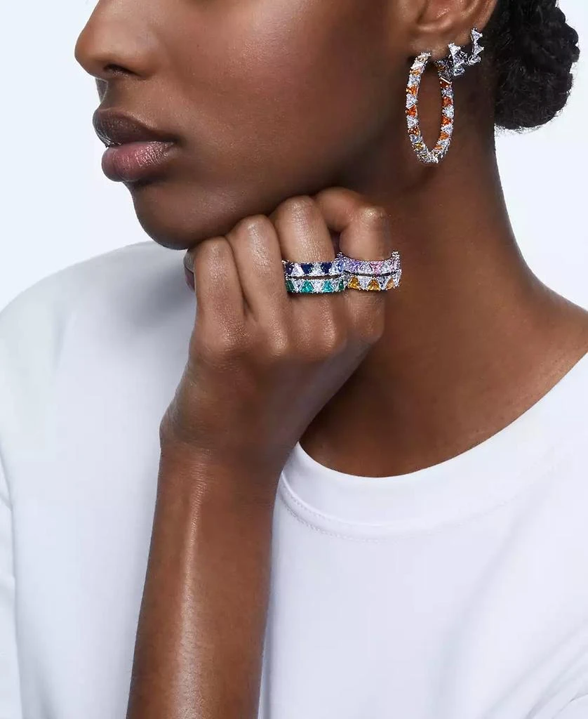 Swarovski Silver-Tone Crystal Trillion Statement Ring 2