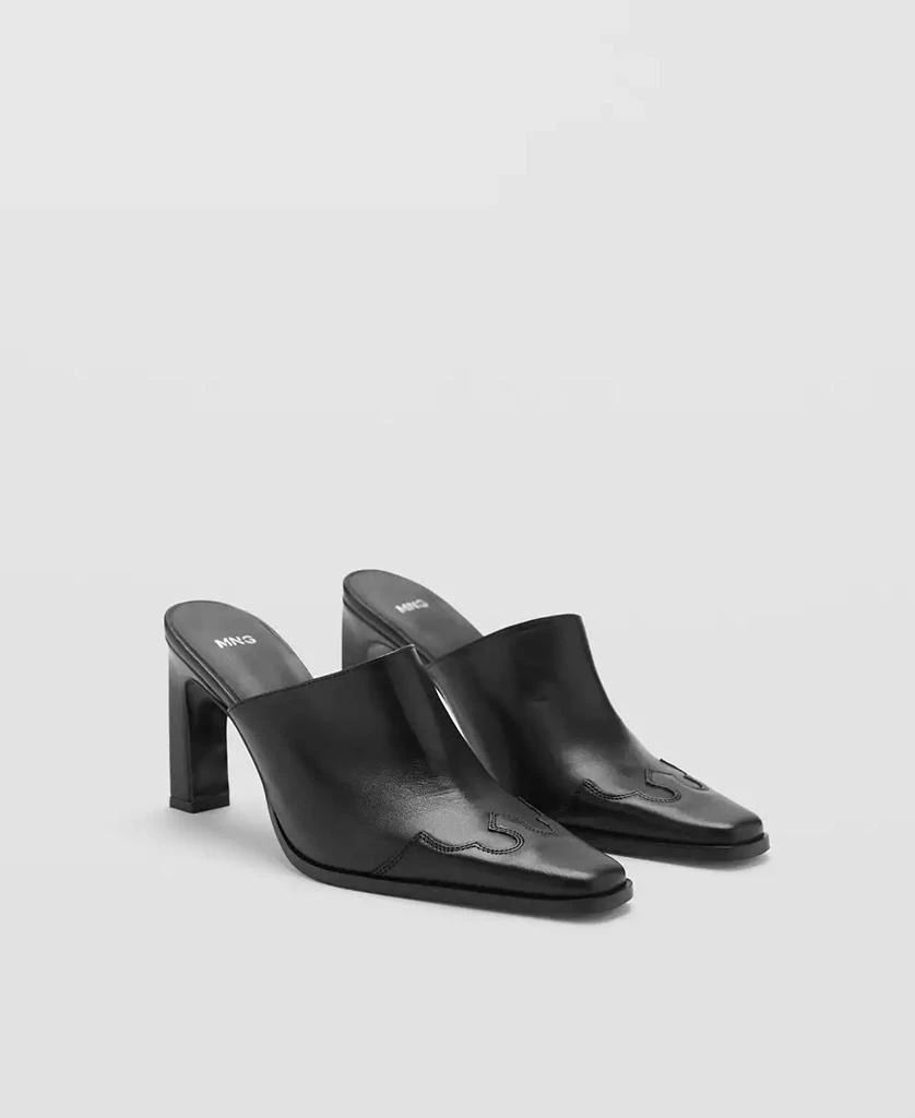 Mango Women's Pointed-Toe Leather Slingback Shoes 1