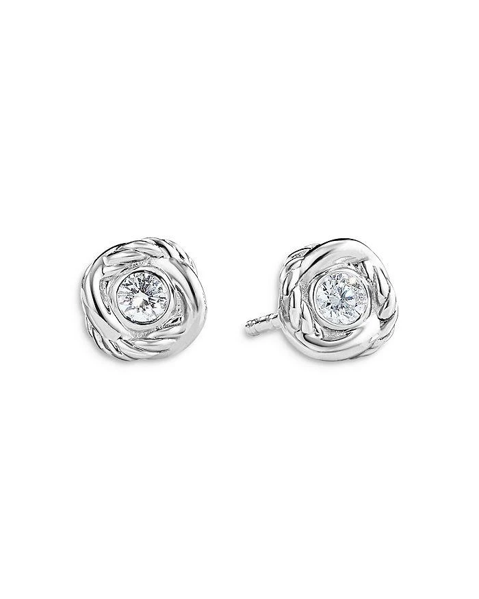 David Yurman 18K White Gold Crossover Infinity Stud Earrings with Diamonds 1