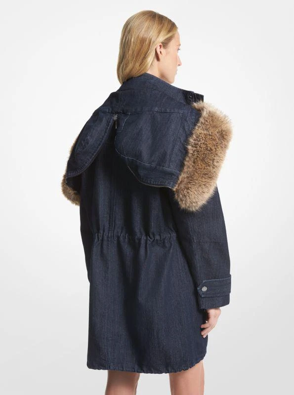 Michael Kors Faux Fur Trim Denim Anorak 2