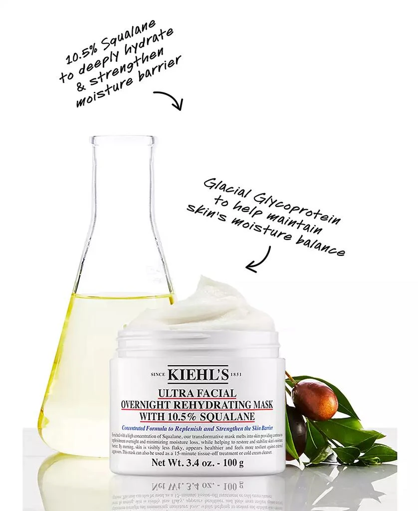 Kiehl's Since 1851 Ultra Facial Overnight Hydrating Mask With 10.5% Squalane, 3.4 oz. 10