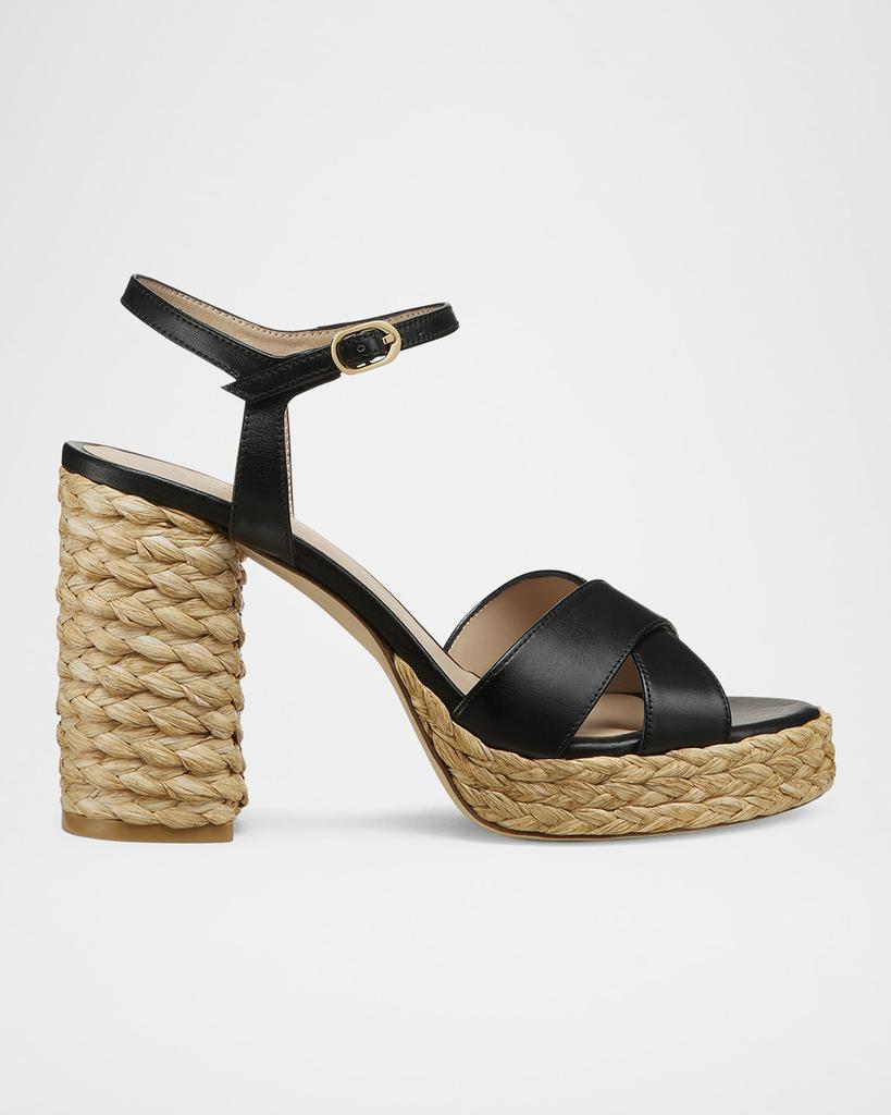 Stuart Weitzman Dayna Leather Crisscross Platform Sandals