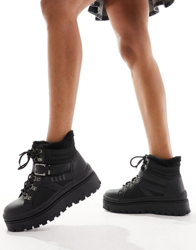 ELLE Elle chunky flatform boots in black 3