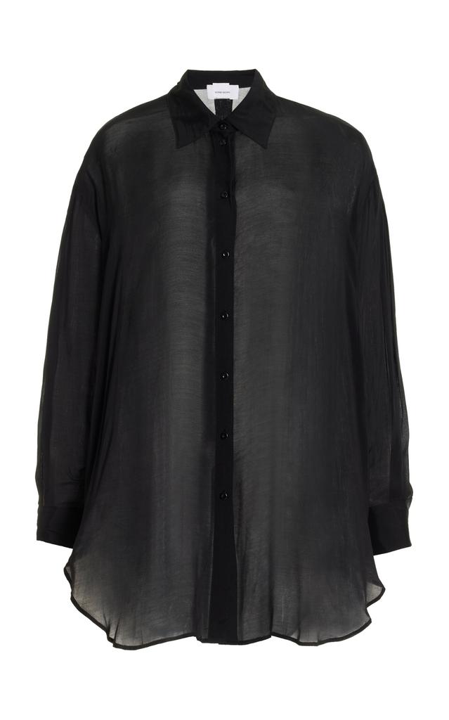 BONDI BORN BONDI BORN - Mali Oversized Sheer Chiffon Shirt - Black - XS - Moda Operandi