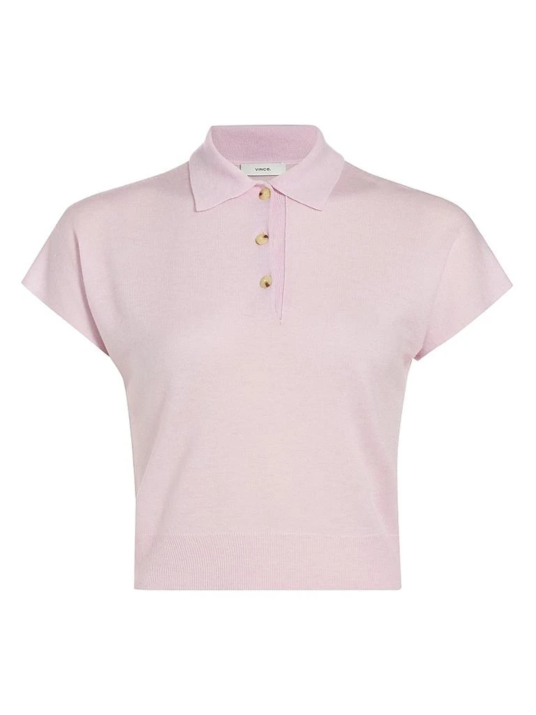 Vince Cap-Sleeve Knit Polo Shirt 1