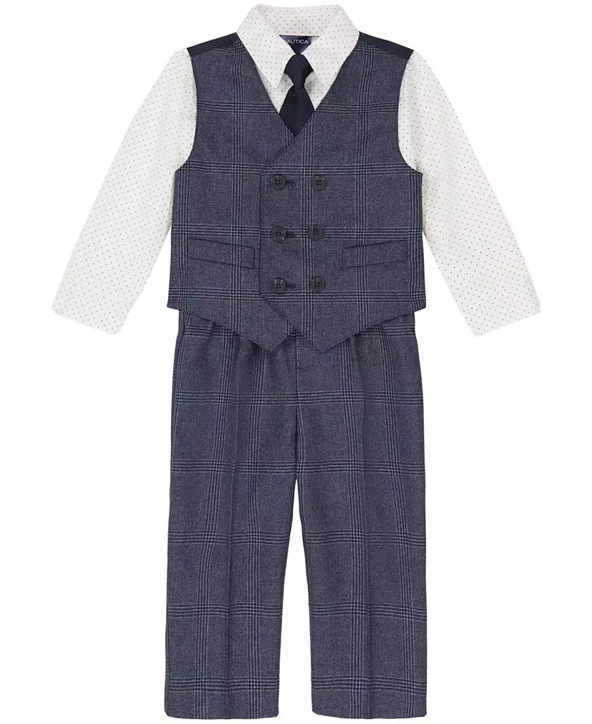 Nautica Toddler and Little Boys Shirt, Windowpane Vest, Pants & Neck Tie Set, 4 piece 6