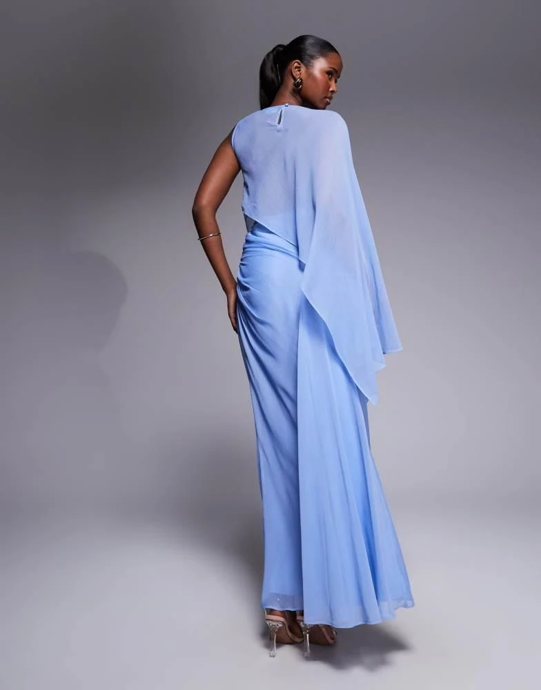 ASOS ASOS DESIGN draped batwing asymmetric one sleeve maxi dress in light  blue - Dresses & Skirts - Free Shipping - BeyondStyle