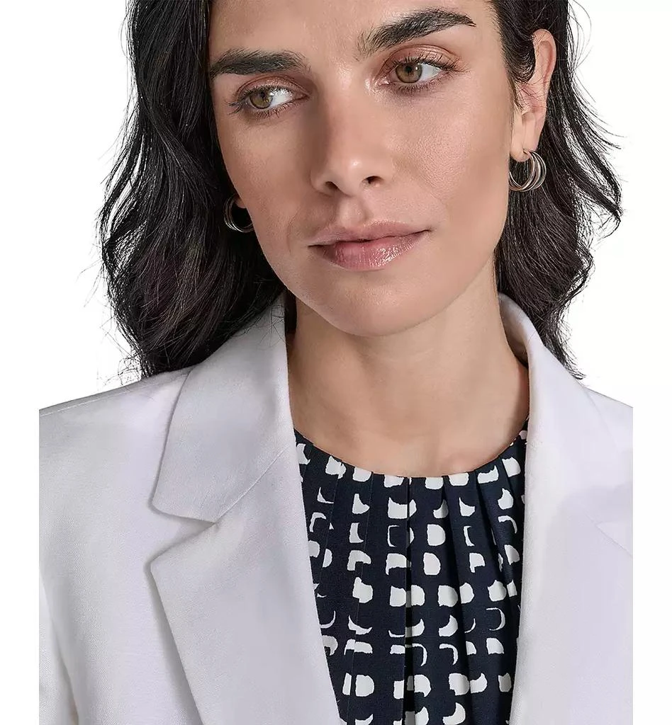 Calvin Klein Petite Ruched-Sleeve Linen-Blend Blazer 3