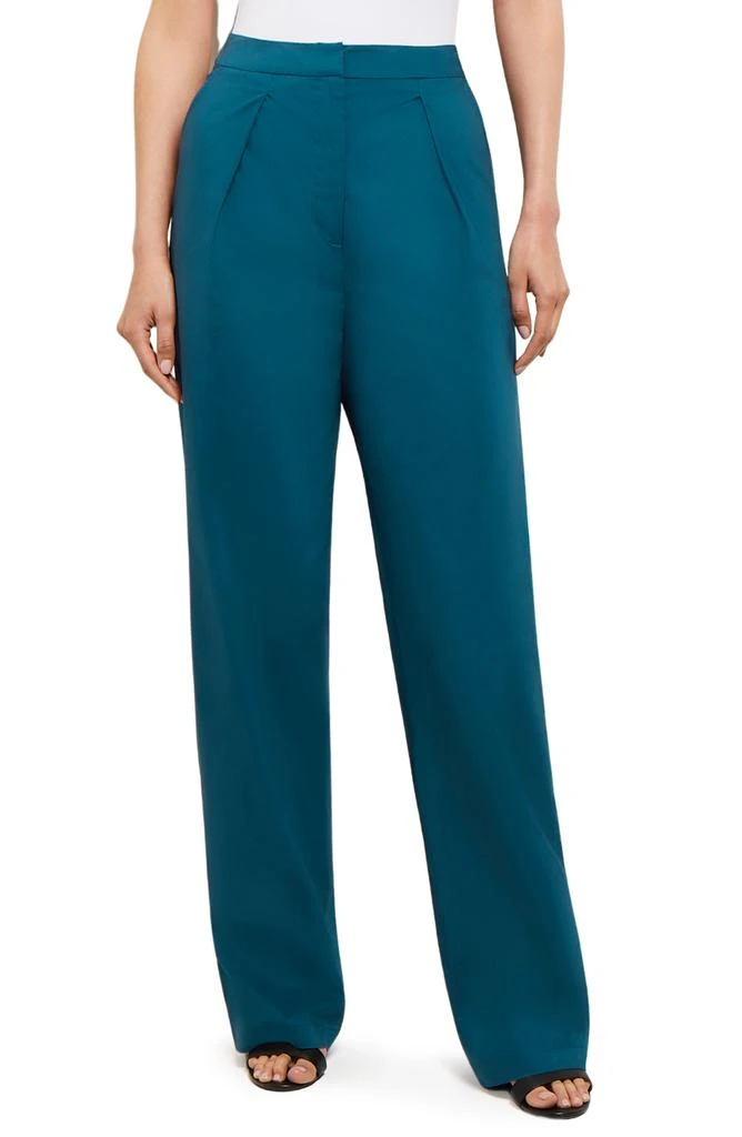 Misook High Waist Cotton Blend Straight Leg Pants 1