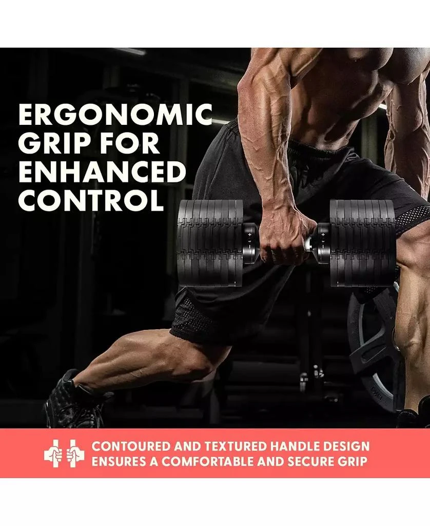 SQUATZ Adjustable Dumbbell, 9-in-1 Weight Options Fitness Equipment with Anti-Slip Metal Handle 4