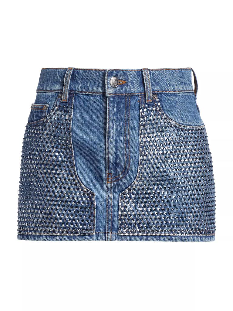 Area Crystal Embellished Denim Miniskirt