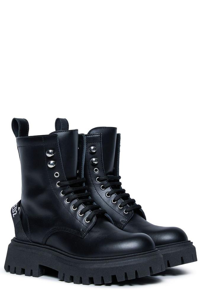 DSQUARED2 Dsquared2 Kids Round Toe Lace-Up Ankle Boots