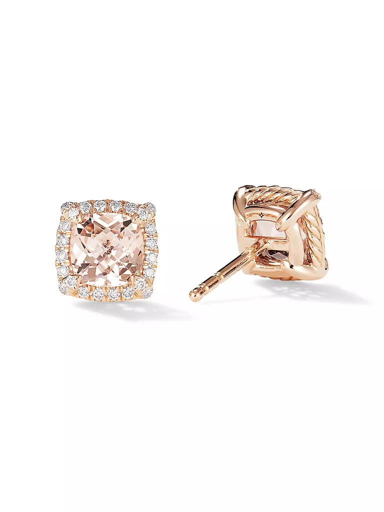 David Yurman Petite Châtelaine Pavé Bezel Stud Earrings in 18K Rose Gold with Morganite 2