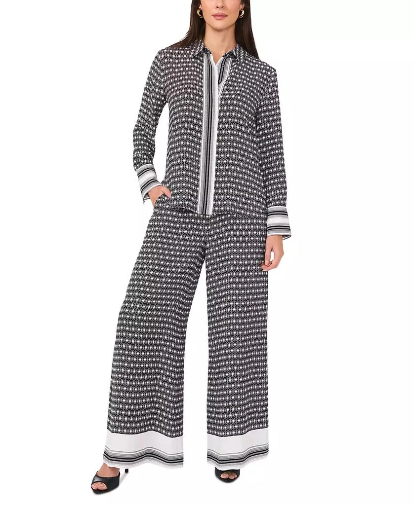 Vince Camuto Women's Border-Printed Mid-Rise Wide Leg-Pants 1