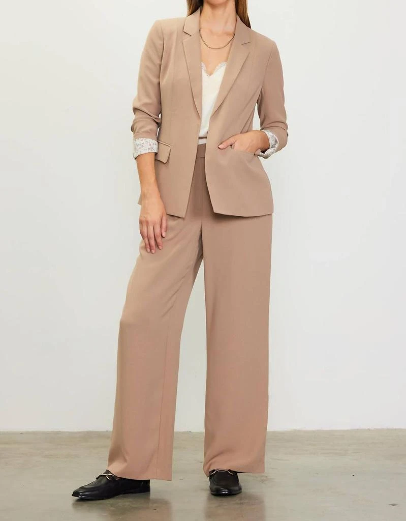 SKIES ARE BLUE Pintuck Wide Leg Trouser Pant In Tan 1
