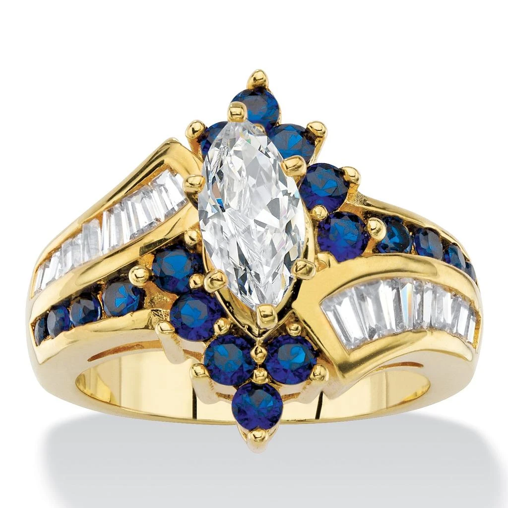 Palm Beach Jewelry 3.05 Cttw. Cubic Zirconia and Simulated Sapphire Gold-Plated Bypass Ring