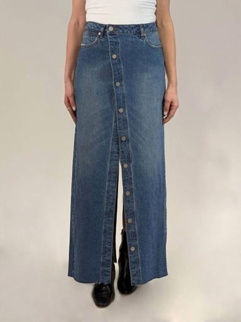 Habitual Button Down Maxi Denim Skirt
