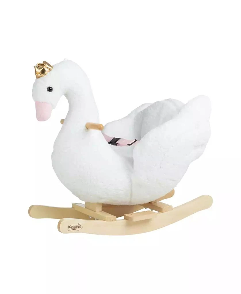 Trademark Global Happy Trails Swan Plush Rocking Horse 1
