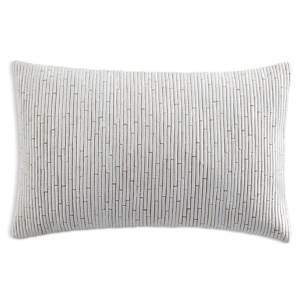 Donna Karan Home Embroidered Block Decorative Pillow, 11" x 22" 1