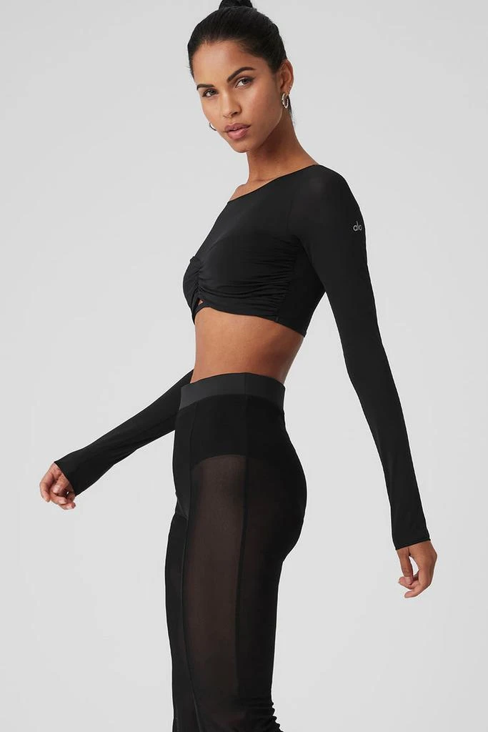 Alo Mesh Sheer Illusion Cropped Long Sleeve - Black 3