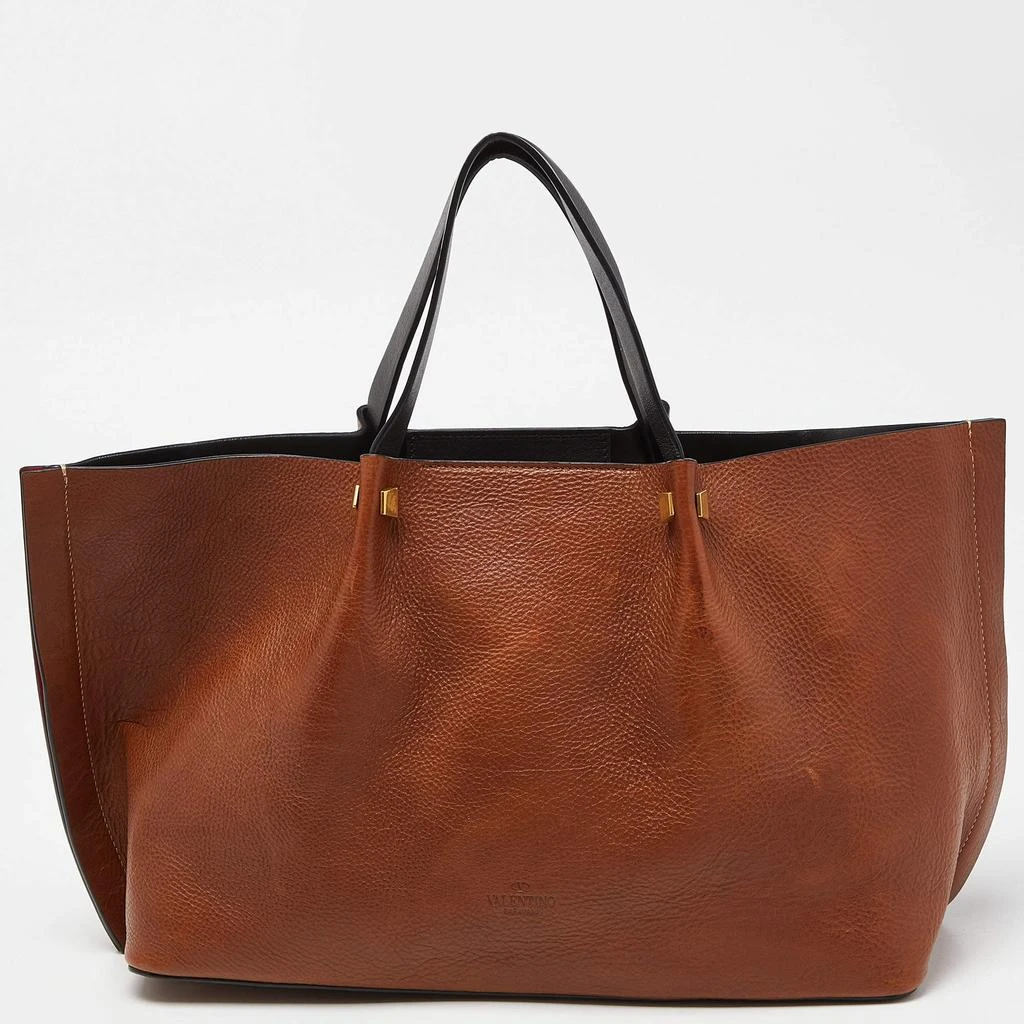 Valentino Valentino Brown/Black Leather Medium VLOGO Escape Tote 4