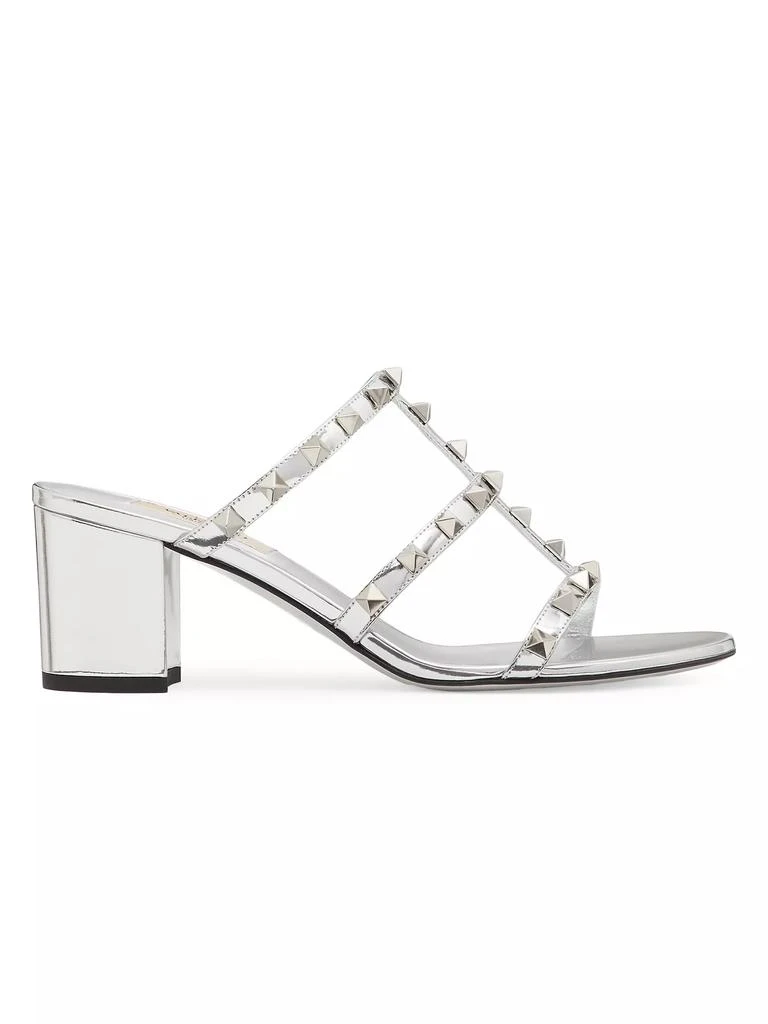 Valentino Rockstud Mirror-effect Slide Sandals 1