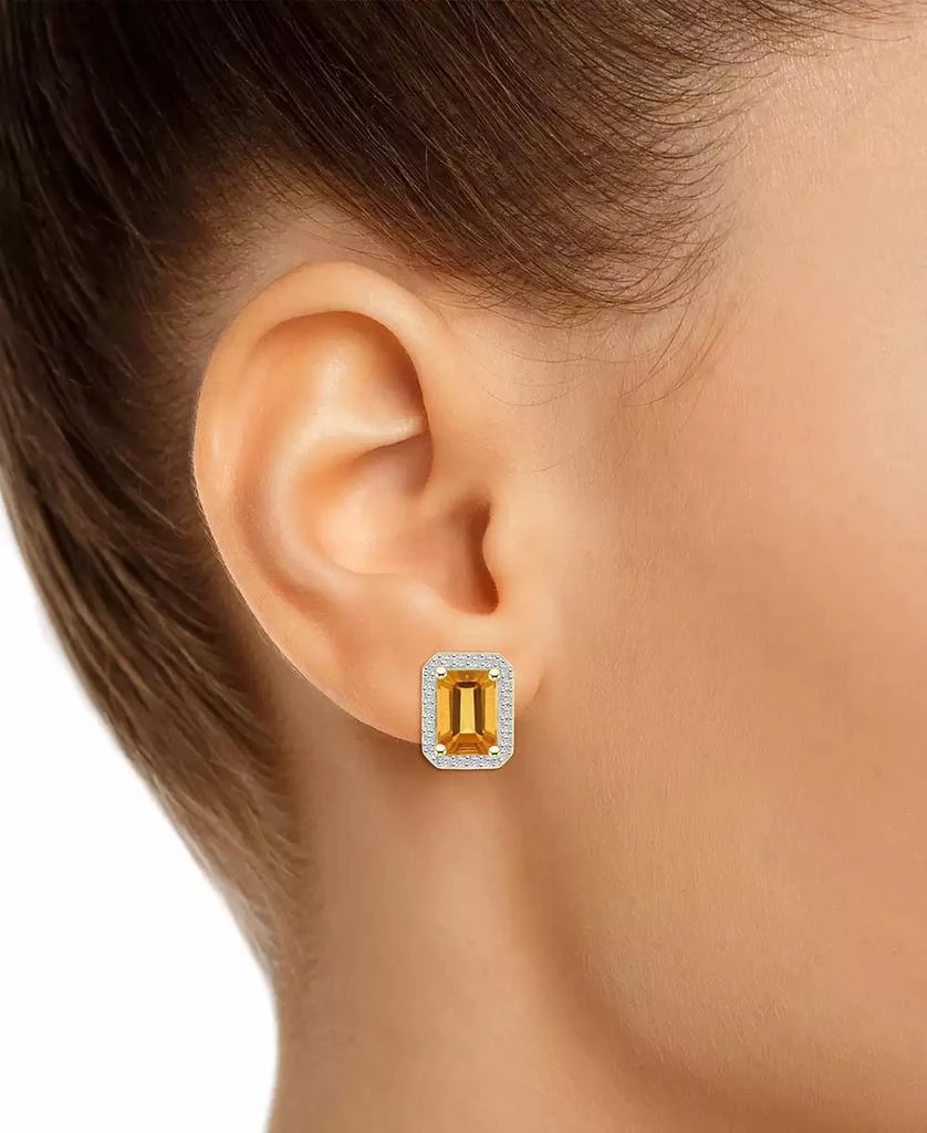 Macy
s Citrine (2 ct. t.w.) 
Lab-Created White Sapphire (1/4 ct. t.w.) Square Halo Stud Earrings in 10k Gold (Also in Additional Gemstones) 2