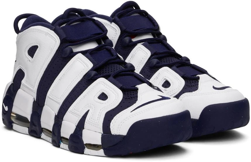 NIKE White & Navy Air More Uptempo '96 Sneakers 4