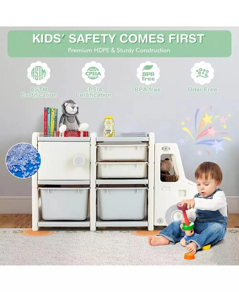 GOUUN Toddler Truck Storage Organizer with Plastic Bins 9