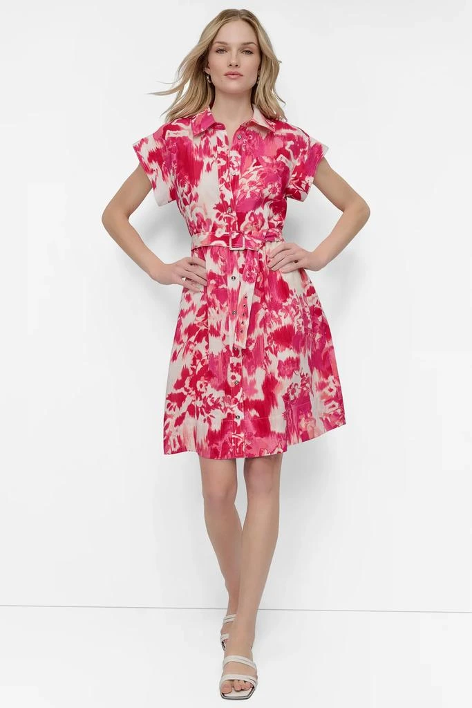 DKNY BELTED FLORAL SHIRT DRESS 1