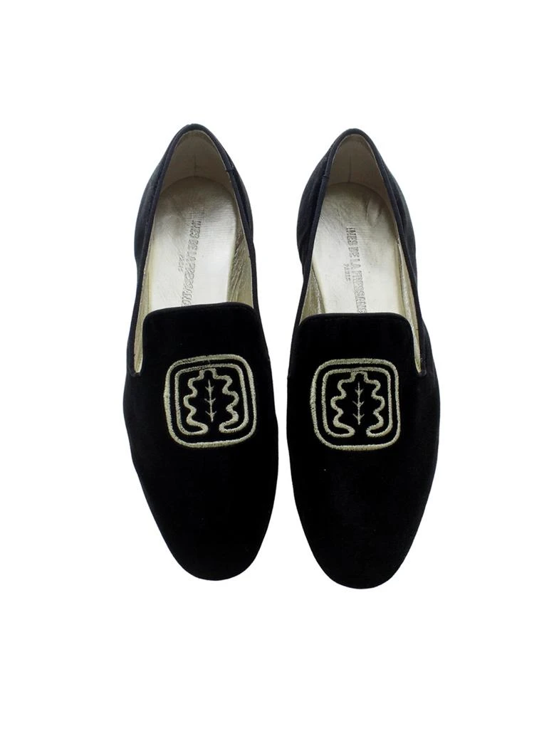 INES DE LA FRESSANGE Black velvet embroidered loafers 3