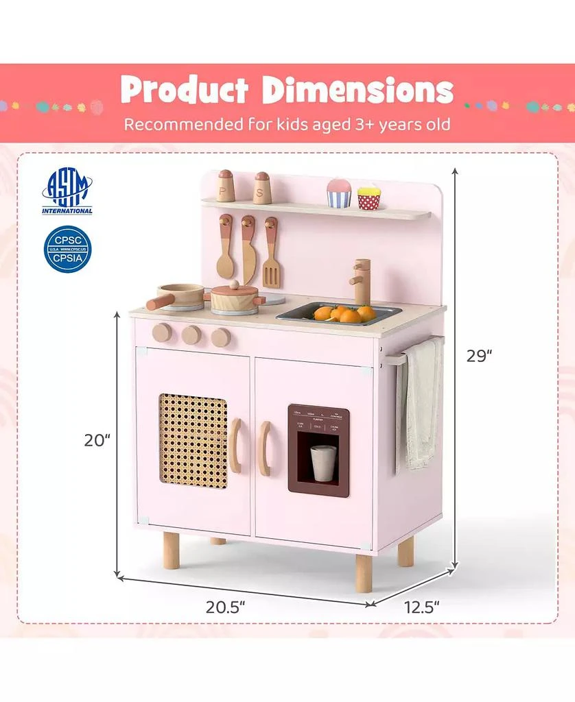 Mecale Wooden Pretend Kitchen Playset with Realistic Ice Maker, Fun Interactive Toy 4