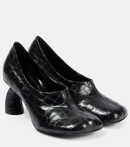 Dries Van Noten 75 croc-effect metallic leather pumps 1