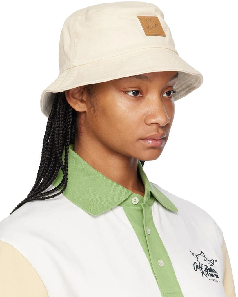 Maison Kitsune Beige 'Café Kitsuné' Bucket Hat 2