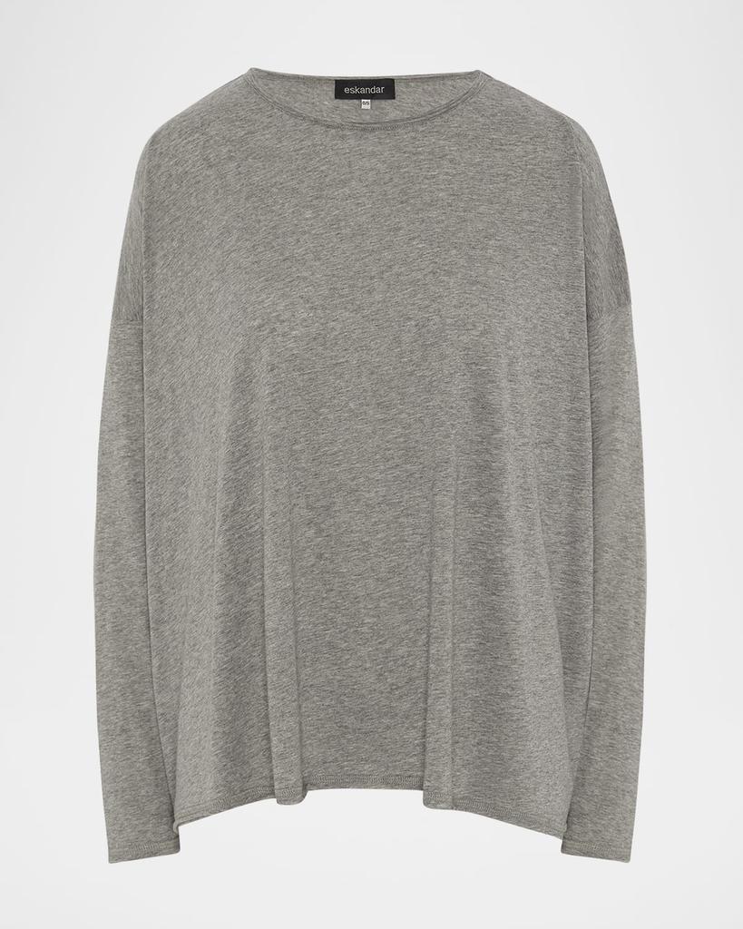 Eskandar Long Sleeve Double Edge Scoop Neck T-Shirt (Mid Plus Length)