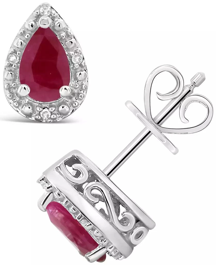 Macy
s Sapphire (9/10 ct. t.w.) and Diamond Accent Stud Earrings in Sterling Silver (Also in Ruby)