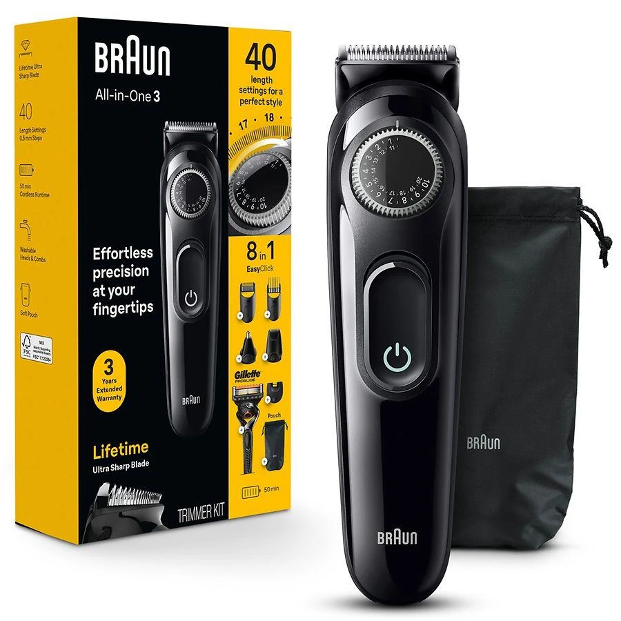 Braun All-In-One Style Kit, 8-in-1 Trimmer for Men with Beard Trimmer; Series 3 3470 1