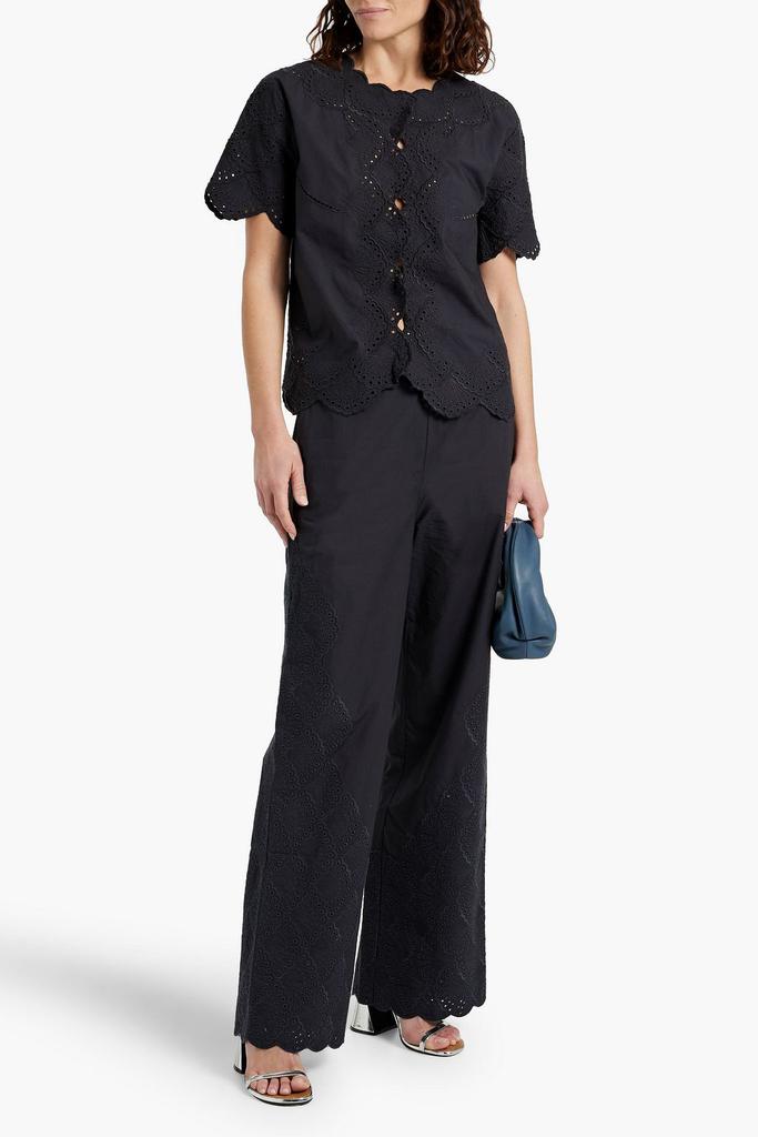 Loulou Studio Dulche broderie anglaise cotton wide-leg pants