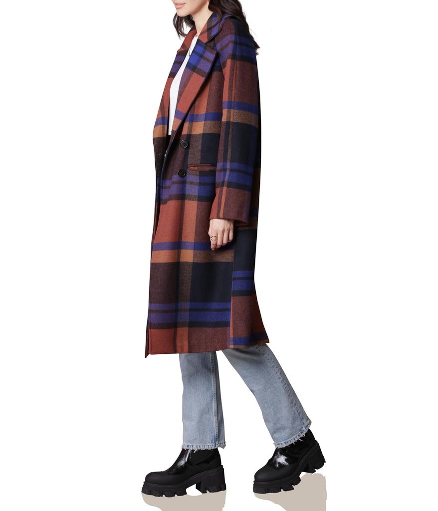 Avec Les Filles Double-Face Plaid Raglan Coat