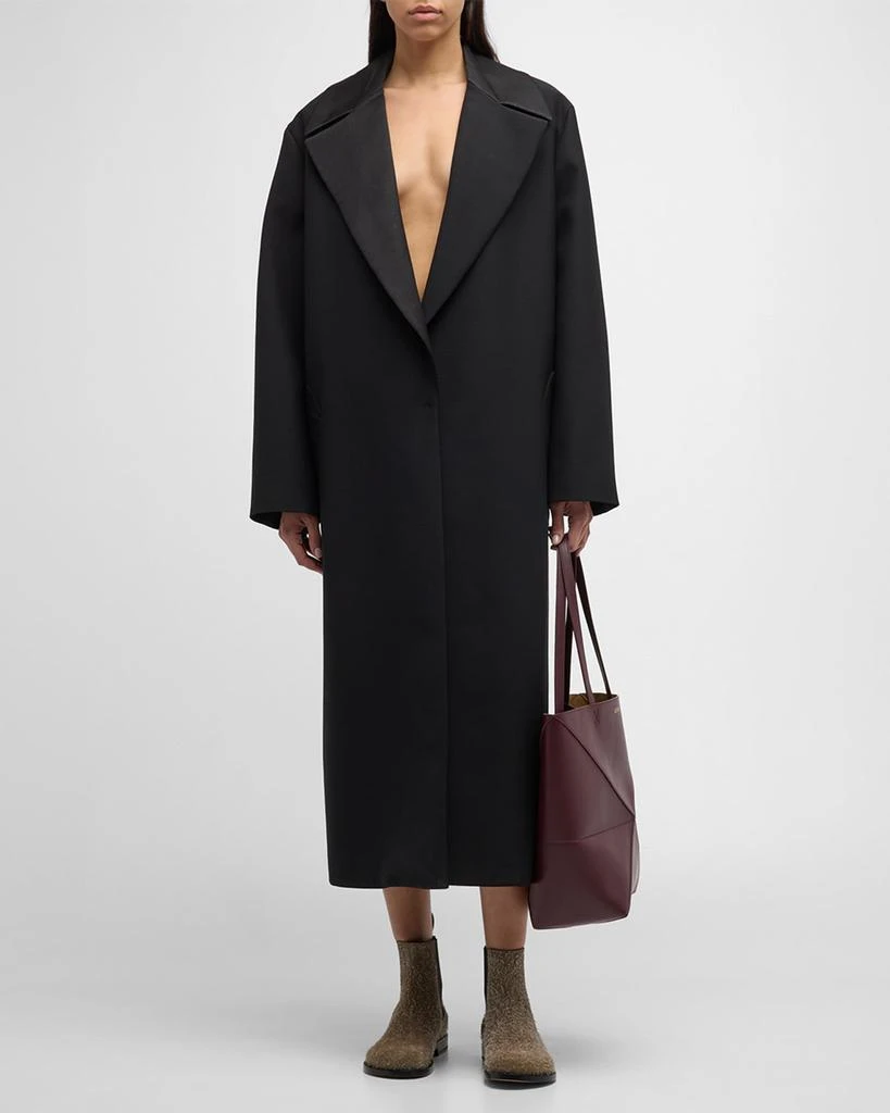 Loewe Satin-Lapel Oversized Tailored Long Coat 3