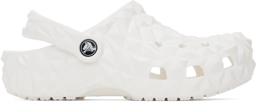 Crocs White Classic Geometric Clogs