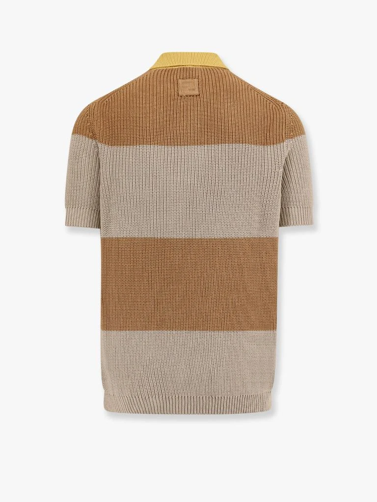 Fendi Striped cotton polo shirt with fendi club coat of arms 4