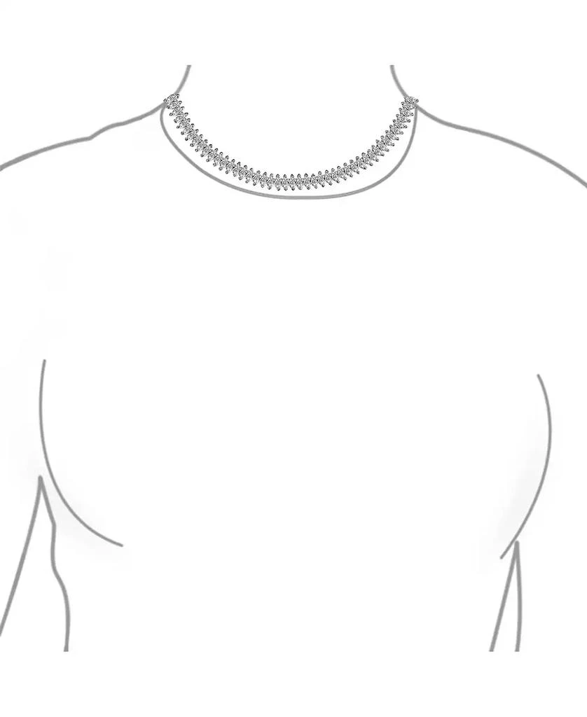 Bling Jewelry Art Deco Style Holiday Day Party Clear White Cubic Zirconia Marquise Formal Statement Tennis Necklace Prom Silver Plated 4