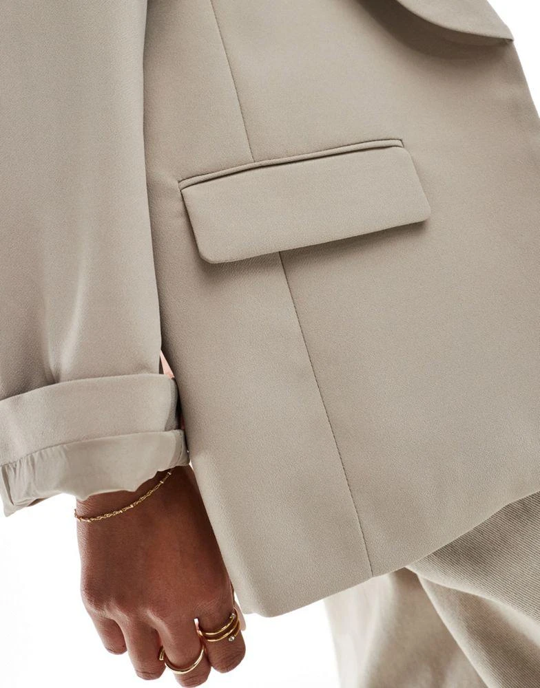 River Island River Island turn up sleeve blazer in beige 3