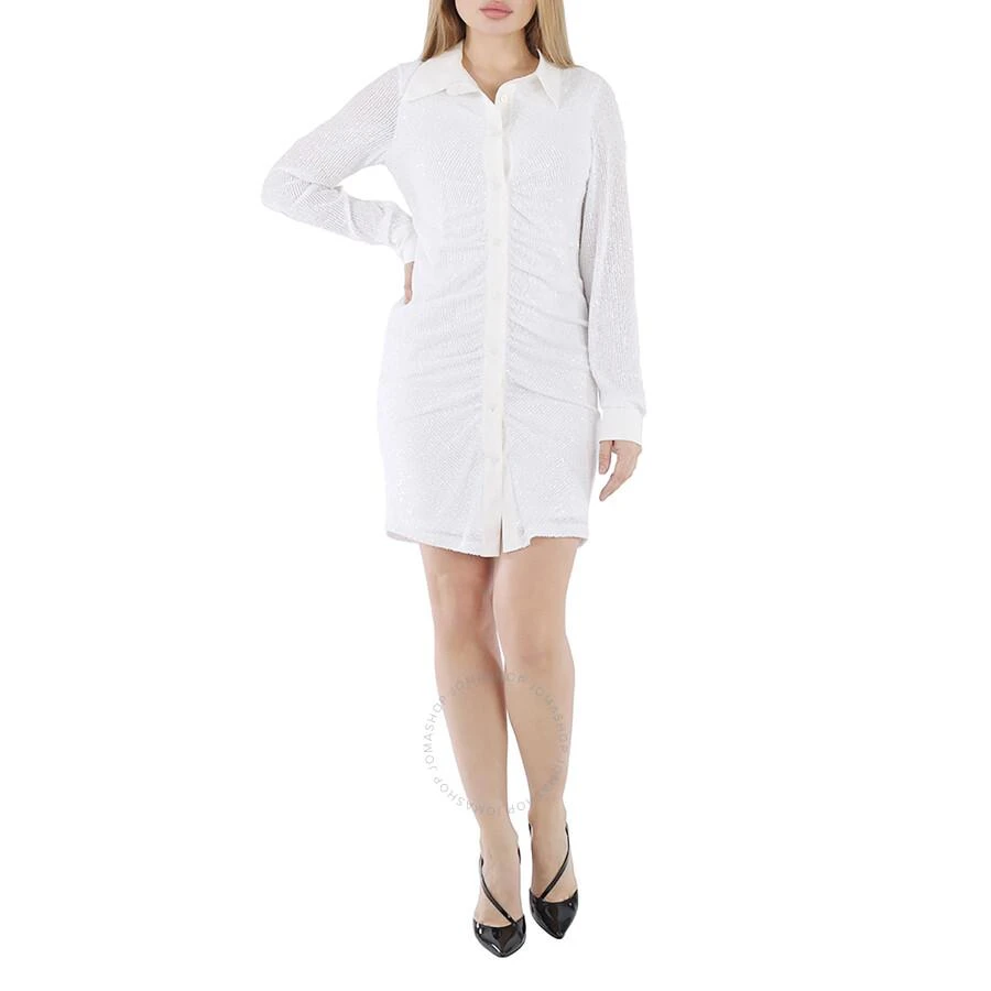 IN THE MOOD FOR LOVE Ladies White Lina Button-Front Sequin Mini Bodycon Dress 2