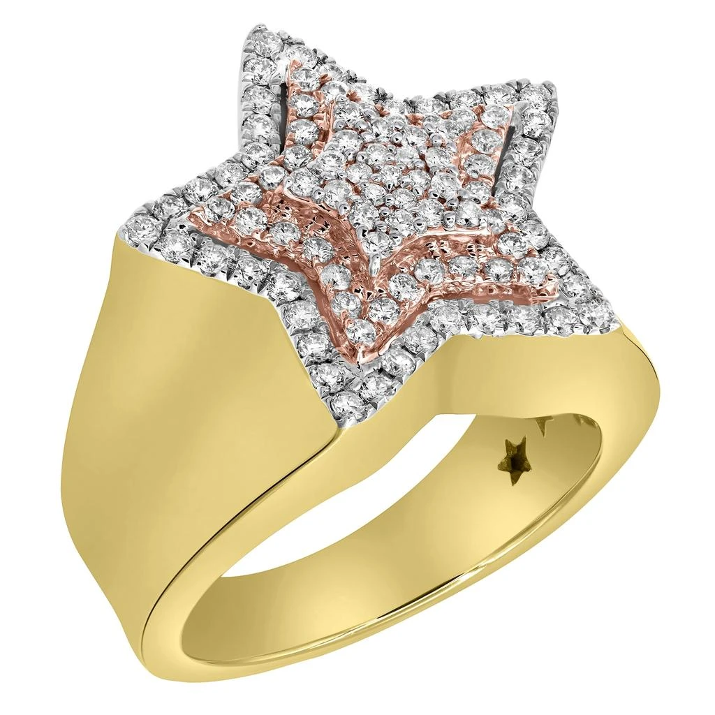 LuvMyJewelry Star Studded Bling 14K Yellow Gold Two Tone  Star Ring - 1.91 Ct 4