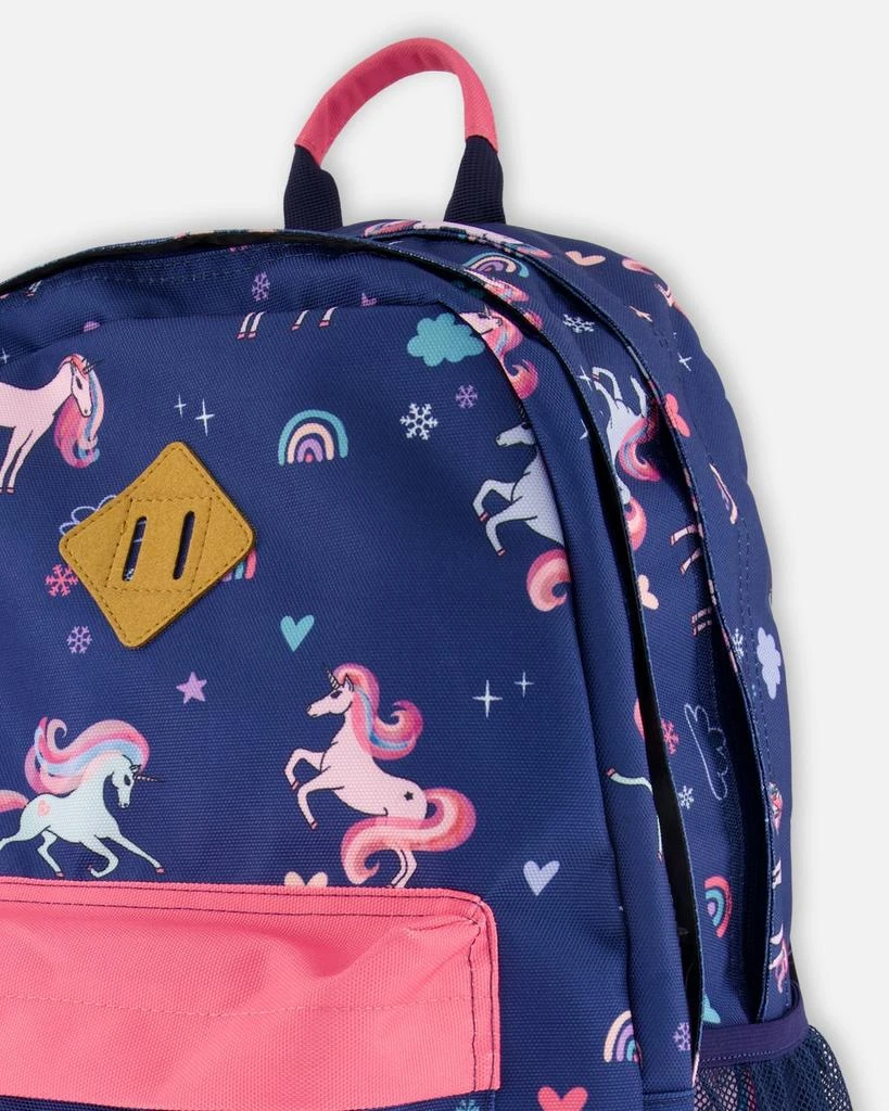 Deux par Deux Kids Backpack Navy Unicorn Print 4