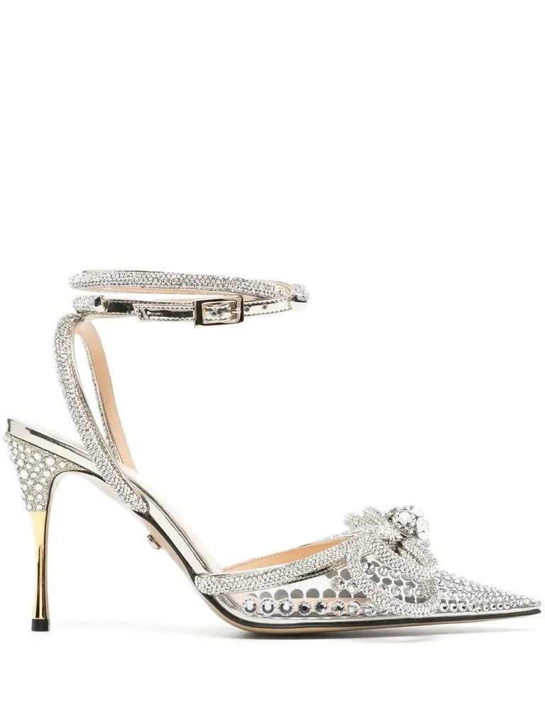 Mach & Mach Gold Double Bow 100 Mm Slingback With Crystals 1