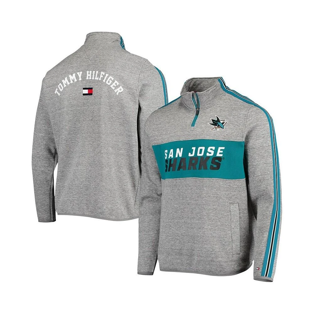 Tommy Hilfiger Men's Heathered Gray San Jose Sharks Mario Quarter-Zip Jacket 1