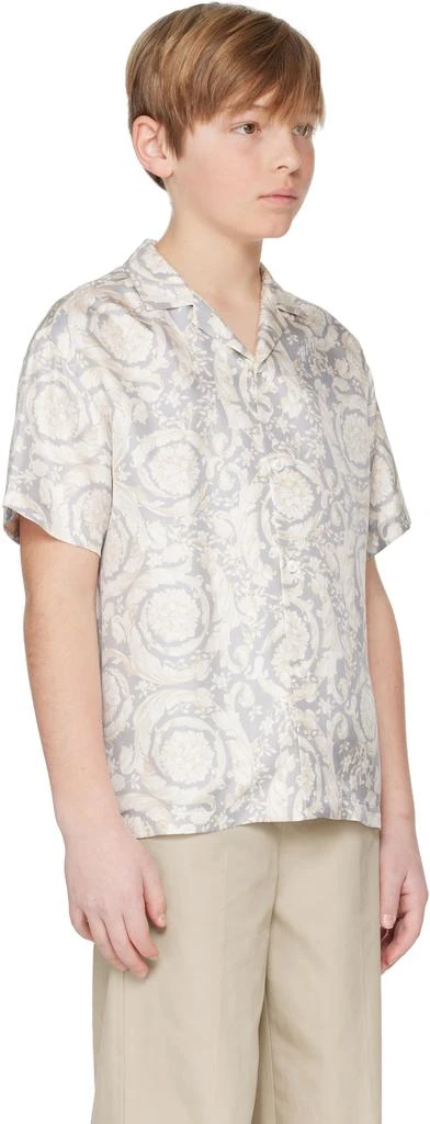Versace Kids Gray Barocco Silk Shirt 2